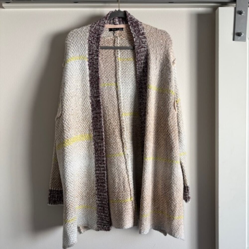 DEX colorblock long cardigan sweater size M